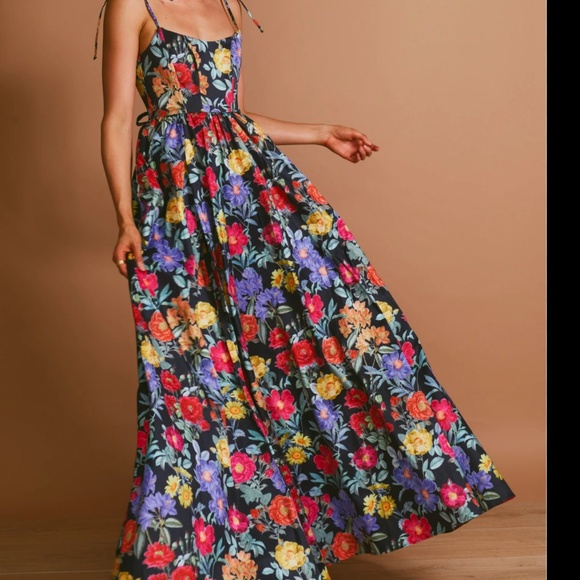 Show me your mumu Juliet Maxi Dress Charm Peony Black Taffeta - Picture 3 of 5